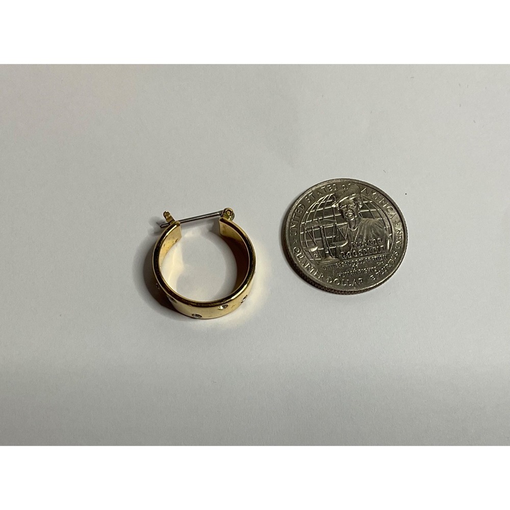 Swarovski Pierced Earrings Gold-Tone Hoops 3/4" Confetti Flush-set Crystals - Picture 7 of 10